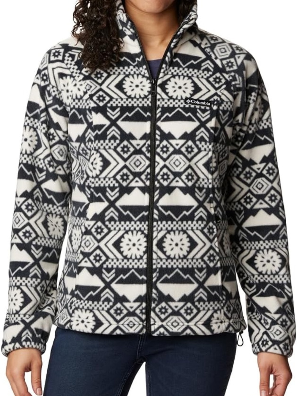 Columbia Jacket Women's 3X Ivory Black Benton Springs Full Zip Fleece